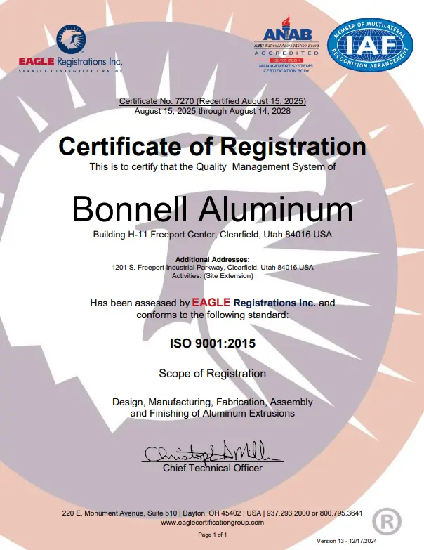Clearfield, UT ISO 9001:2015 Certificate of Registration