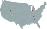Map of Bonnell Aluminum Plant Locations